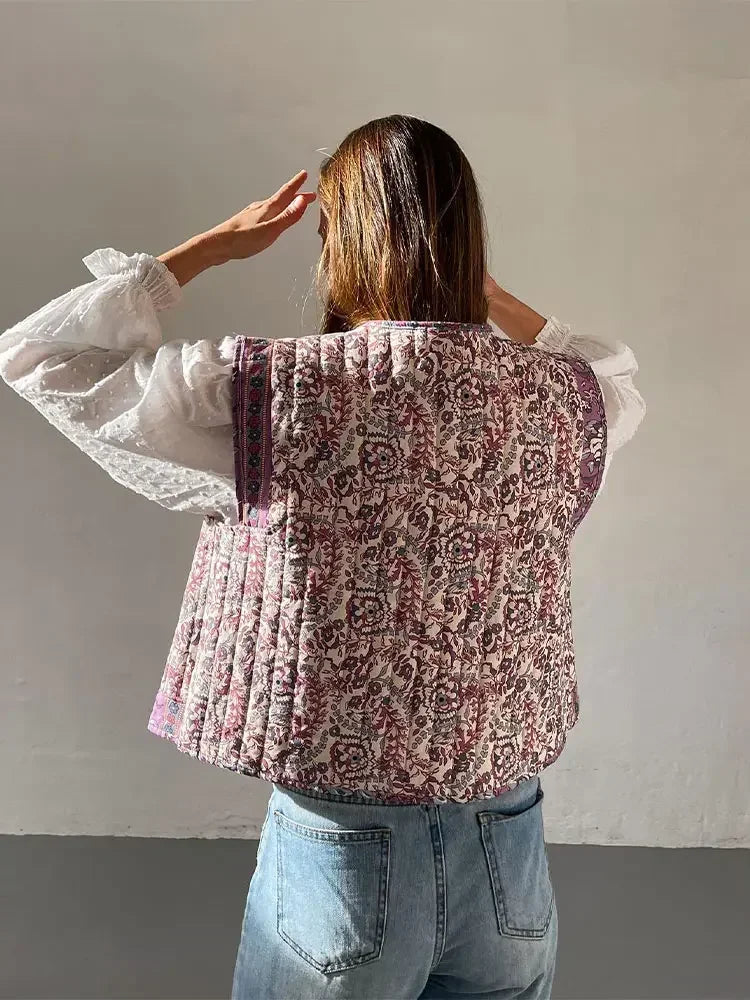 Gewatteerd Gilet met Bloemenprint | Boho Stijl | Lichtgewicht en Comfortabel