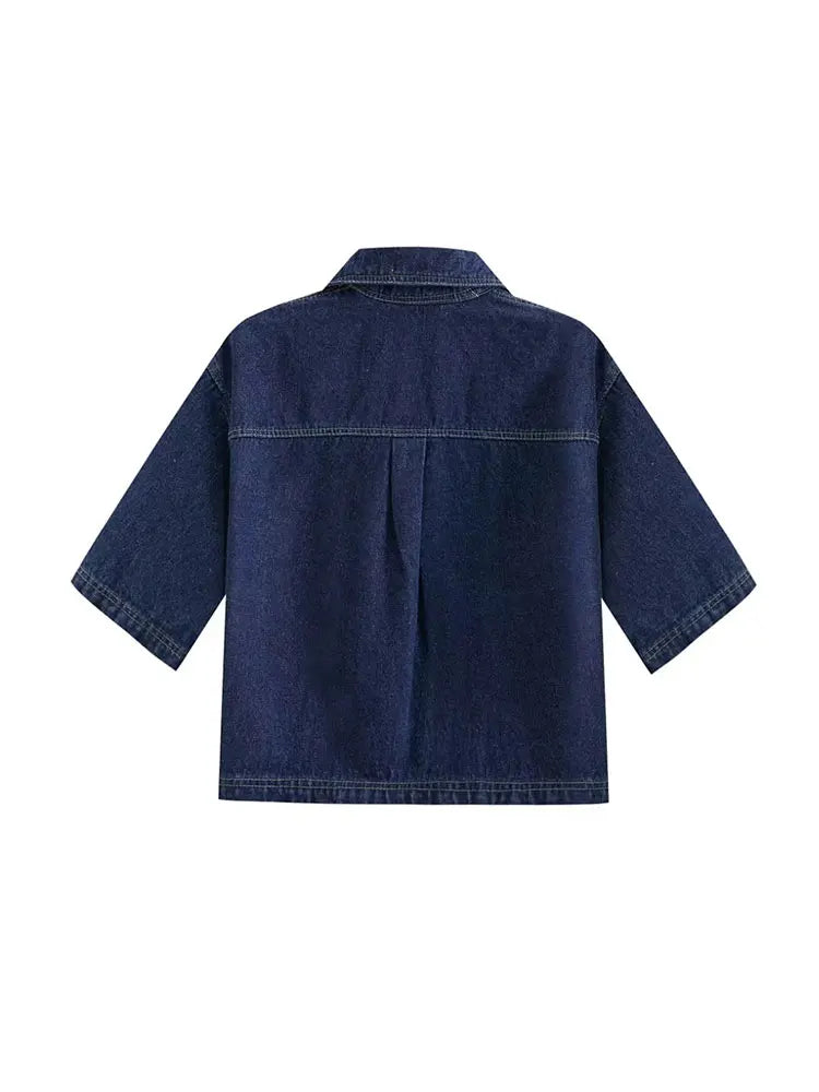 Damen-Denim-Set – Jeansjacke mit kurzen Ärmeln & asymmetrischer Minirock
