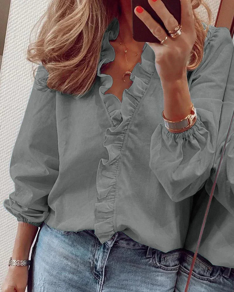 Nova | Dames Elegante Ruches Afwerking Wikkel Blouse