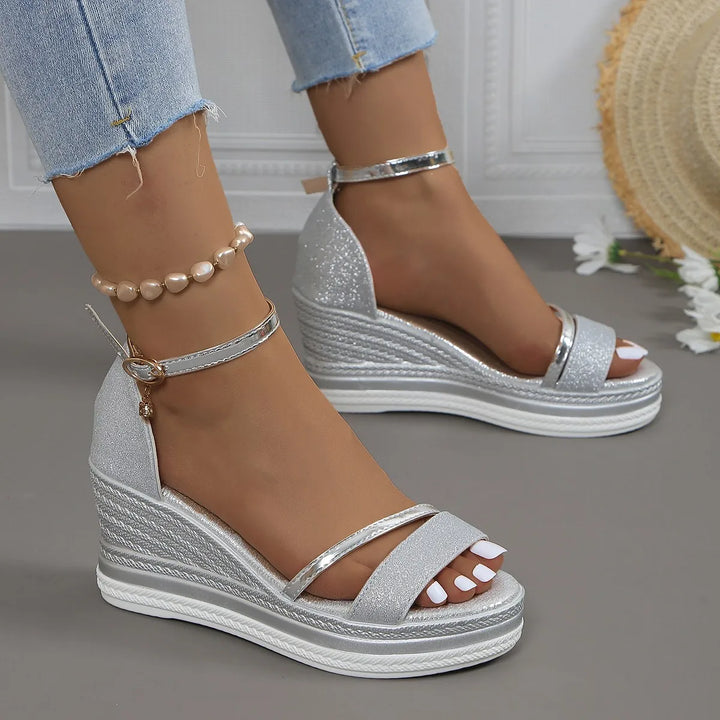 Jocelyn | Damen Plateau Keilabsatz Riemen Sandalen