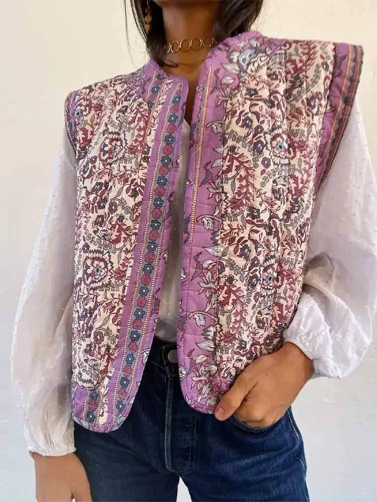 Gewatteerd Gilet met Bloemenprint | Boho Stijl | Lichtgewicht en Comfortabel