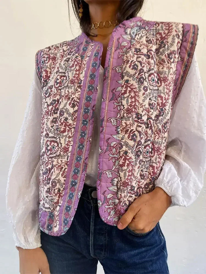 Gewatteerd Gilet met Bloemenprint | Boho Stijl | Lichtgewicht en Comfortabel