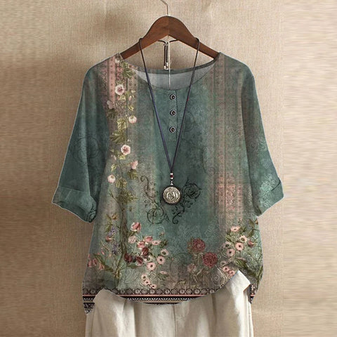 Ruby | Damen Blumenprint Rundhals Top