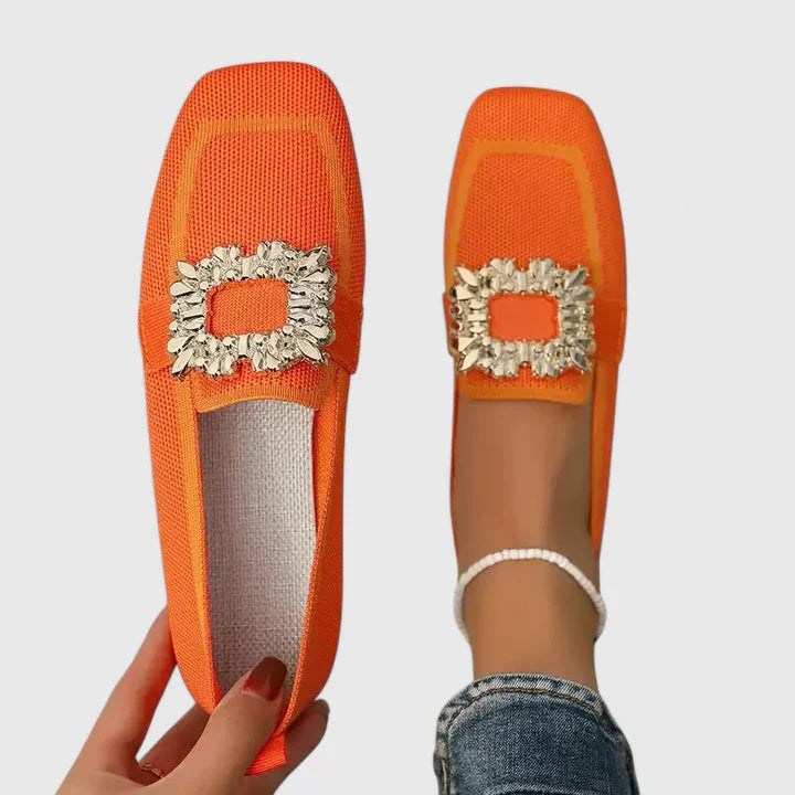 Madeline | Dames Kristallen Gesp Instap Loafers