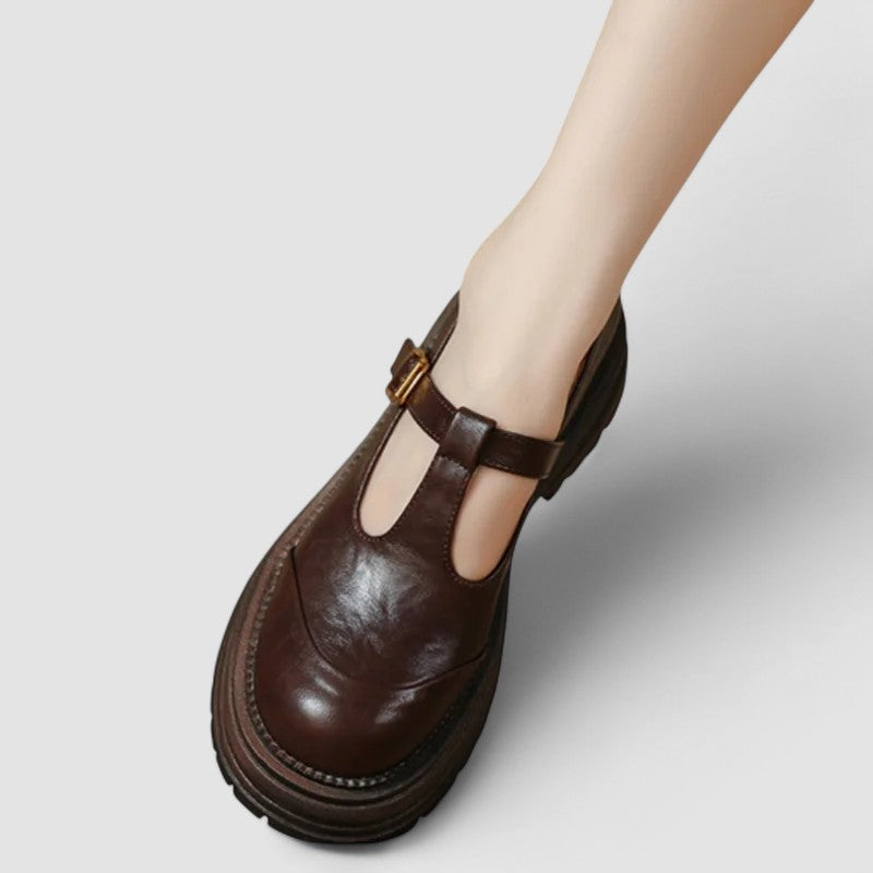 Jessica | Damen Plateau T-Riemen Casual Schuhe