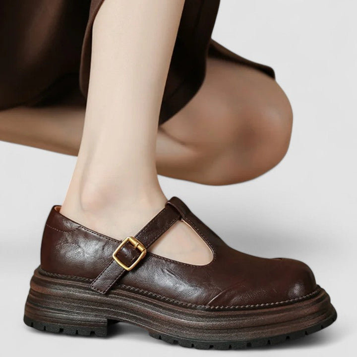 Jessica | Damen Plateau T-Riemen Casual Schuhe