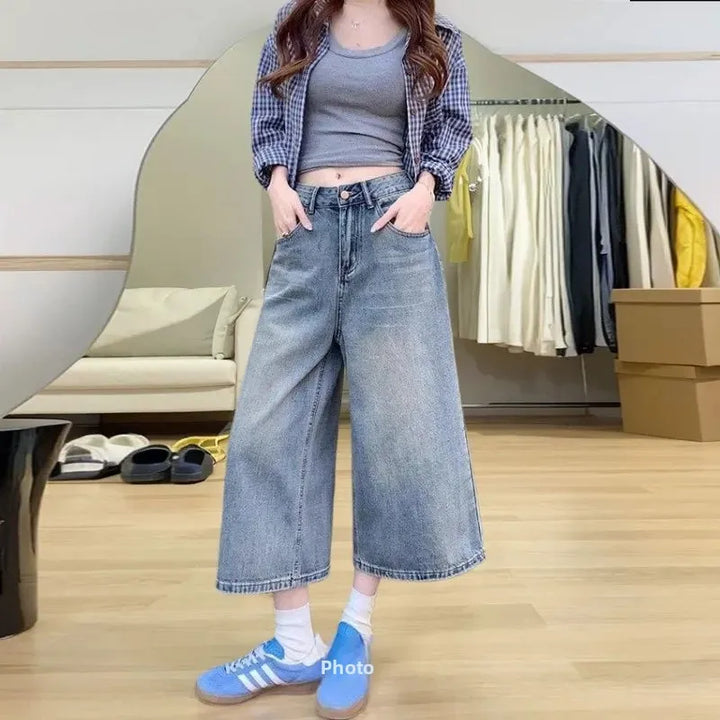 Cropped Wide Jeans Dames