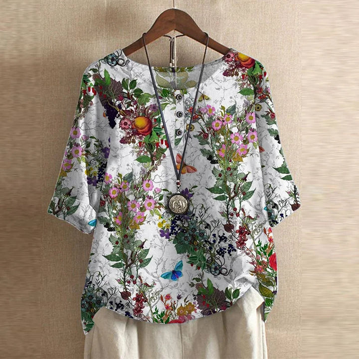 Ruby | Damen Blumenprint Rundhals Top