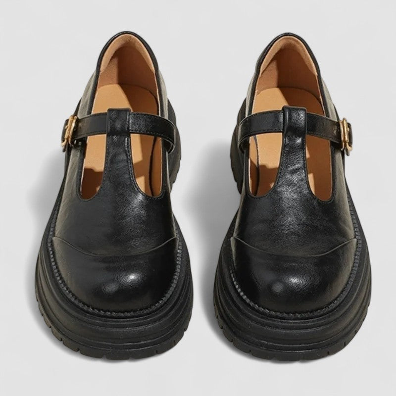 Jessica | Damen Plateau T-Riemen Casual Schuhe