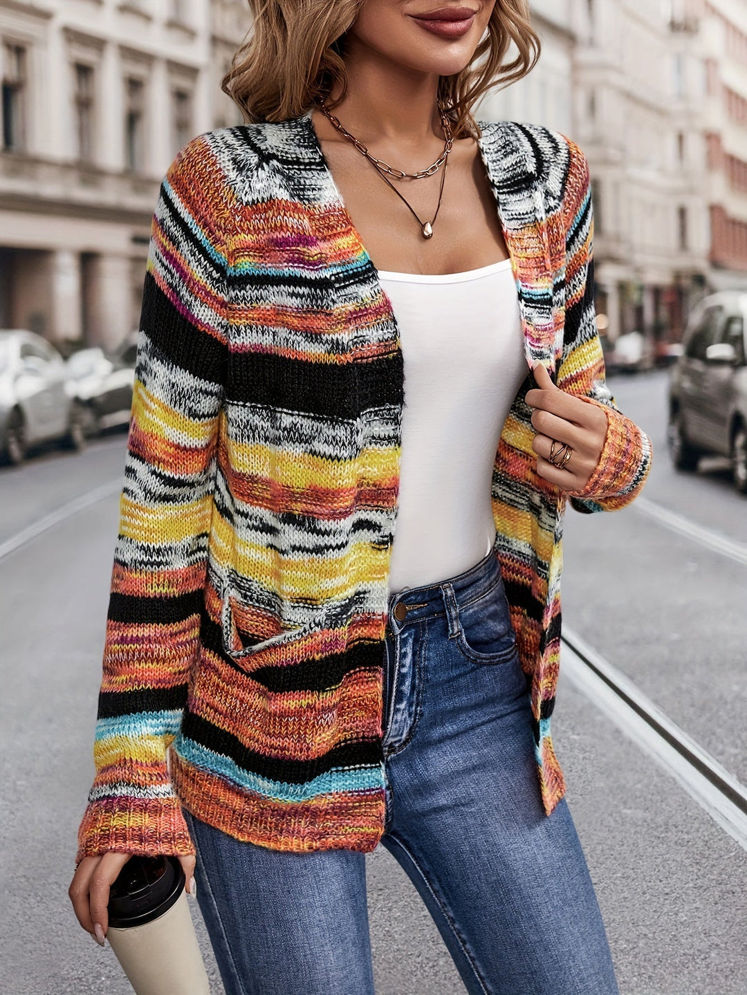 Meerkleurige™ Gebreide Cardigan | Acryl | Gezellig en Stijlvol