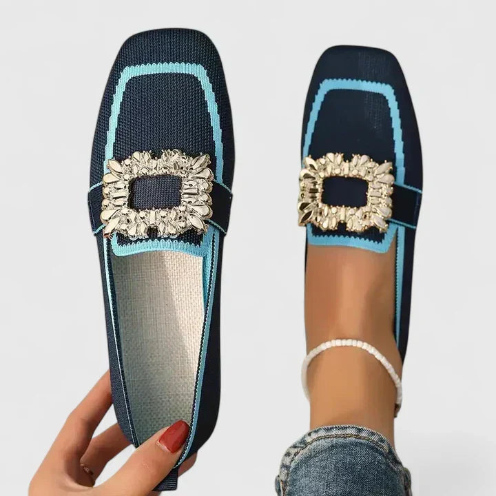 Madeline | Dames Kristallen Gesp Instap Loafers