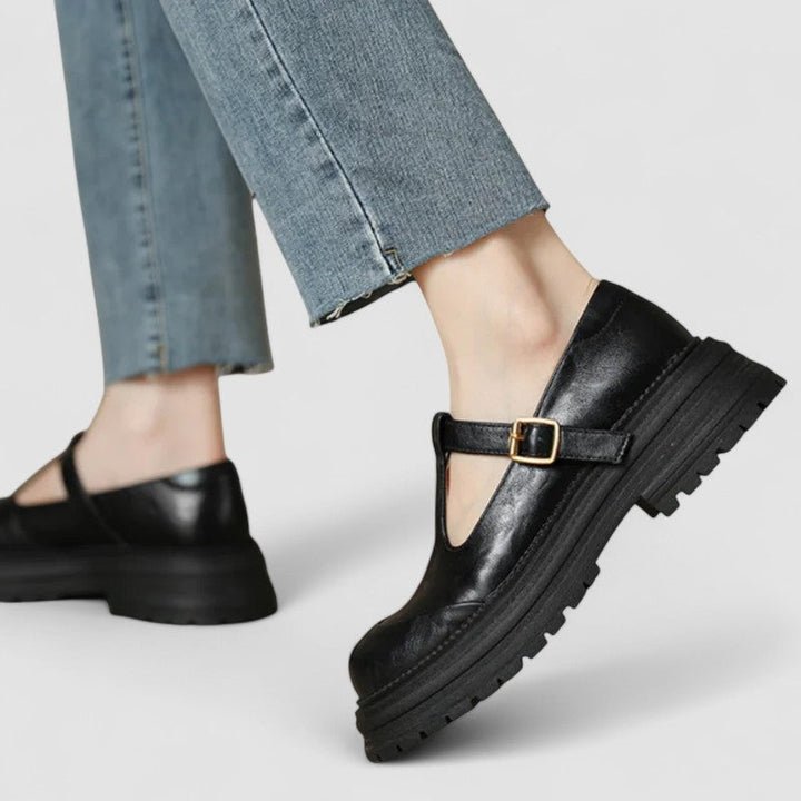Jessica | Damen Plateau T-Riemen Casual Schuhe