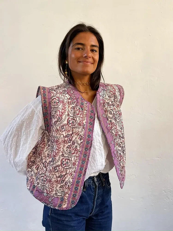 Gewatteerd Gilet met Bloemenprint | Boho Stijl | Lichtgewicht en Comfortabel