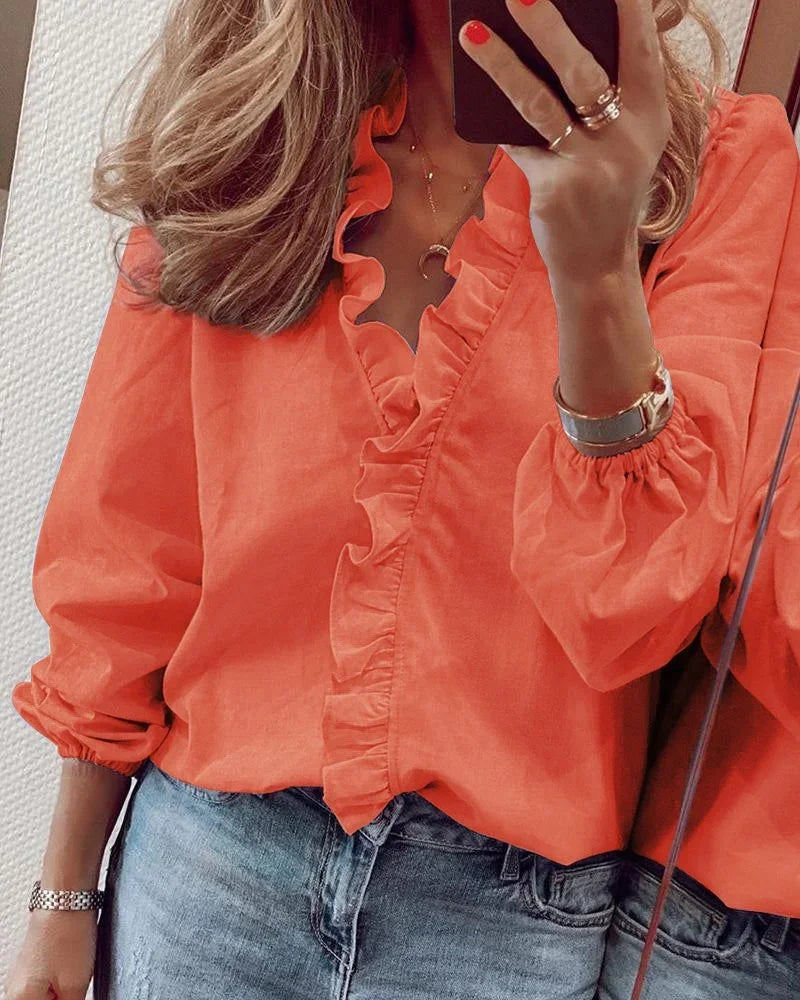 Nova | Dames Elegante Ruches Afwerking Wikkel Blouse