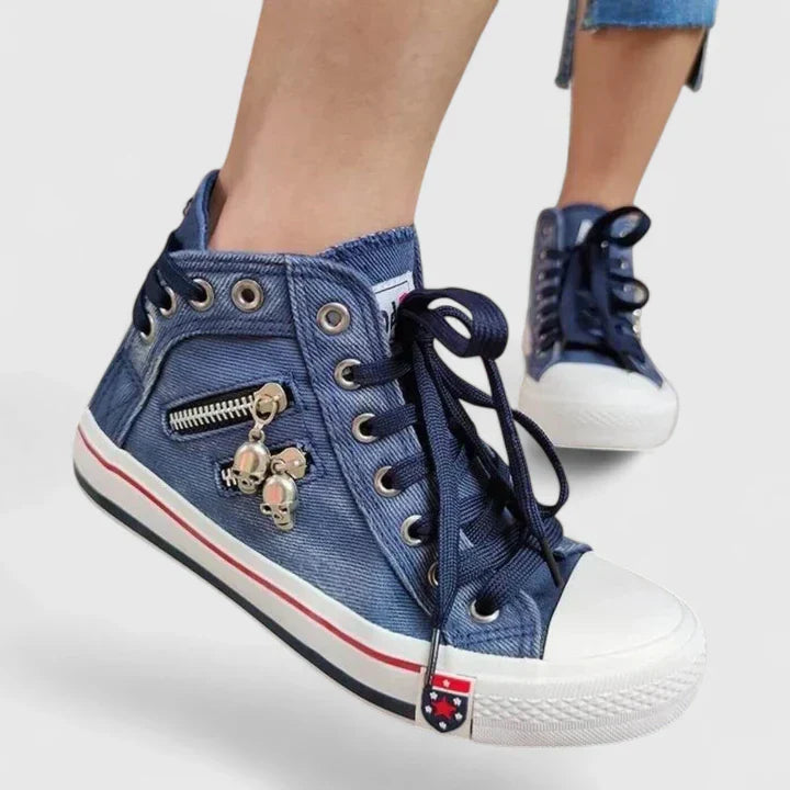 Addison | Dames Denim Hoge Sneakers
