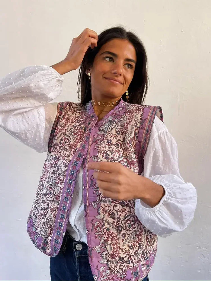 Gewatteerd Gilet met Bloemenprint | Boho Stijl | Lichtgewicht en Comfortabel