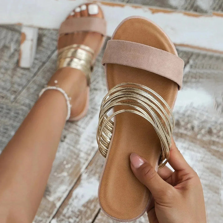Genesis | Dames Teen Instap Dubbele Band Platte Sandalen