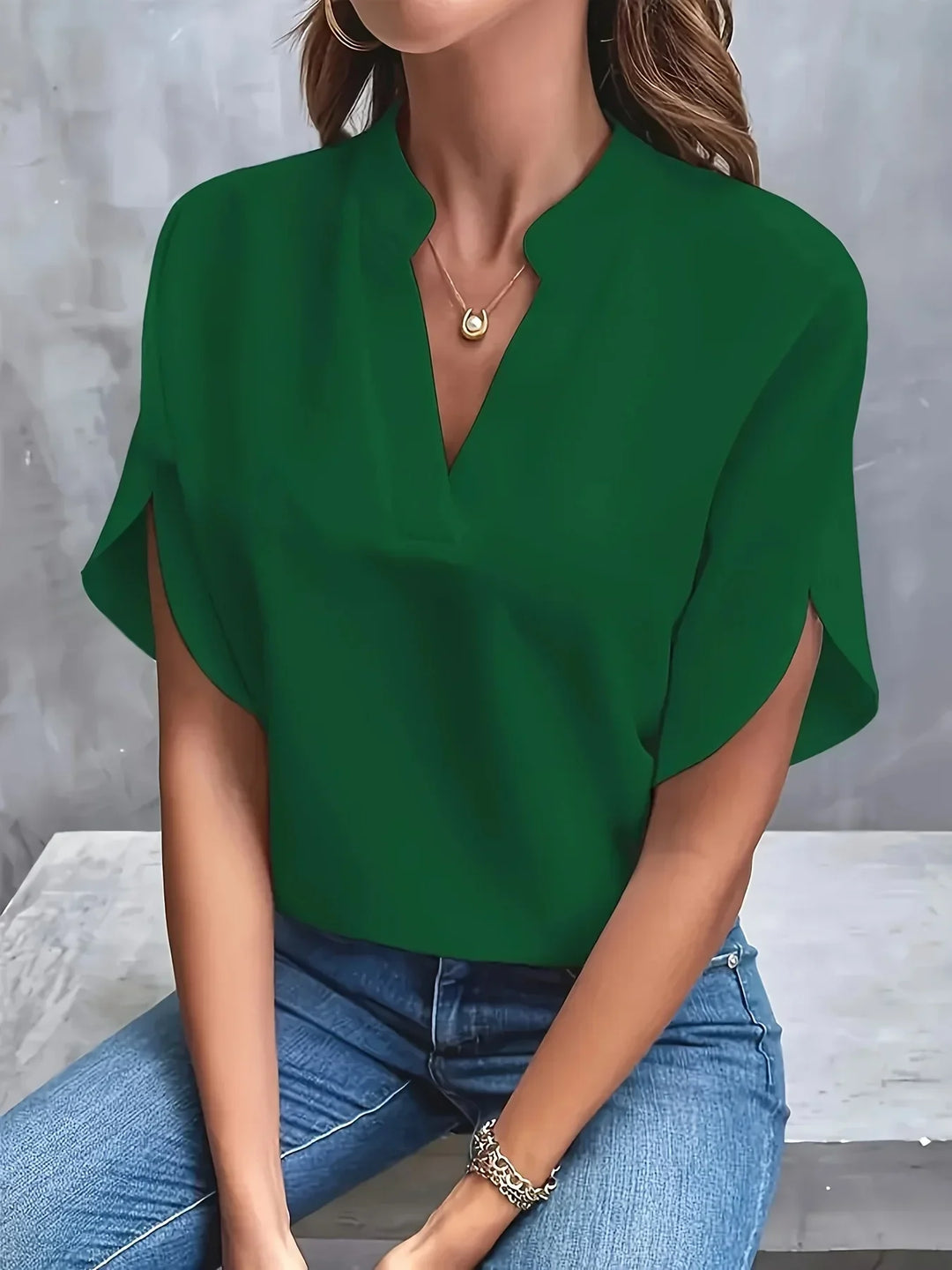 Scarlett | Dames Elegante Gespleten Mouw V-Hals Blouse