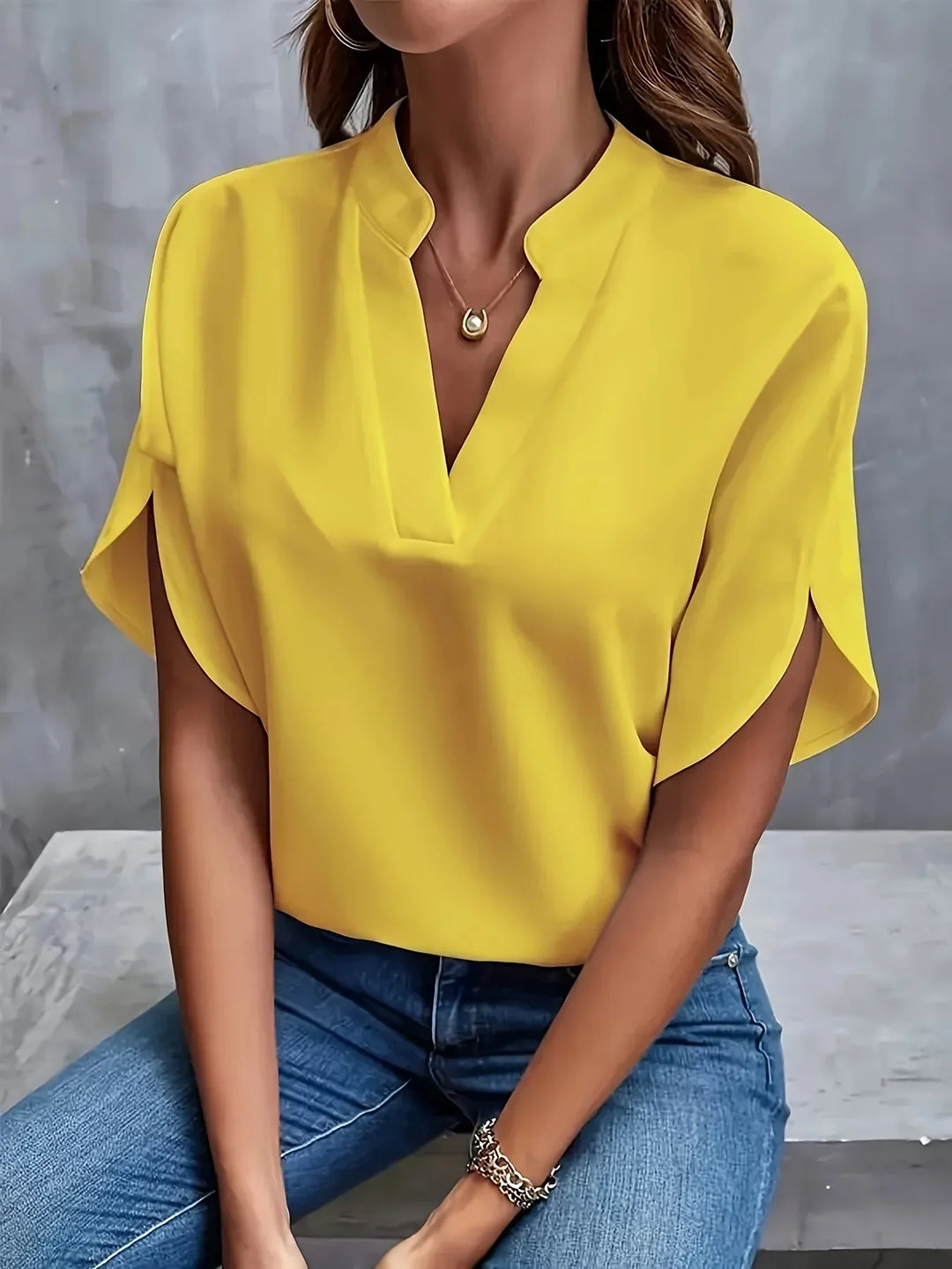 Scarlett | Dames Elegante Gespleten Mouw V-Hals Blouse