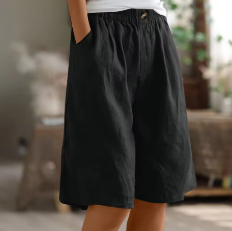 Kennedy | Damen Weite Bein Lässige kurze Hose mit Taschen