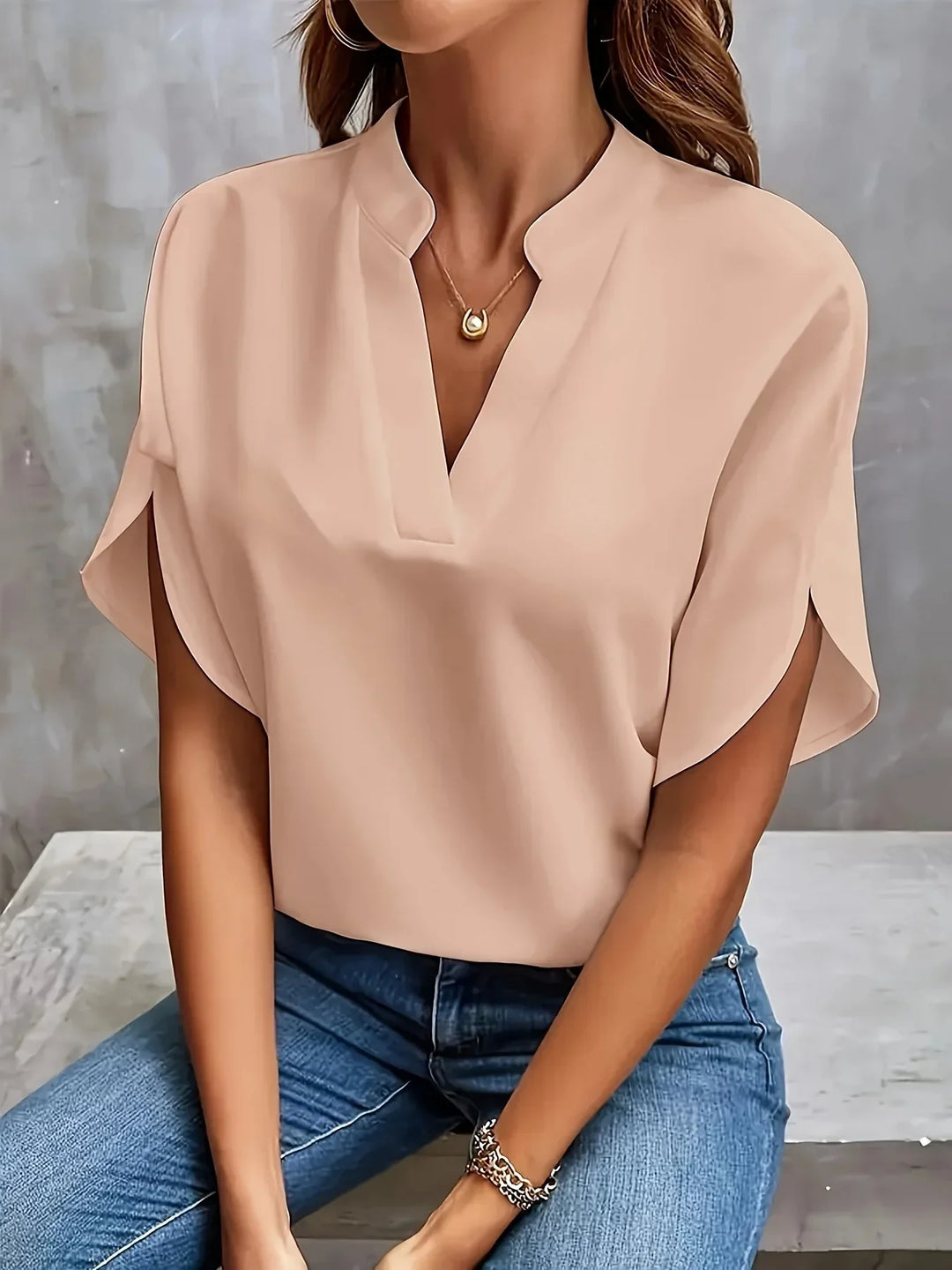 Scarlett | Dames Elegante Gespleten Mouw V-Hals Blouse