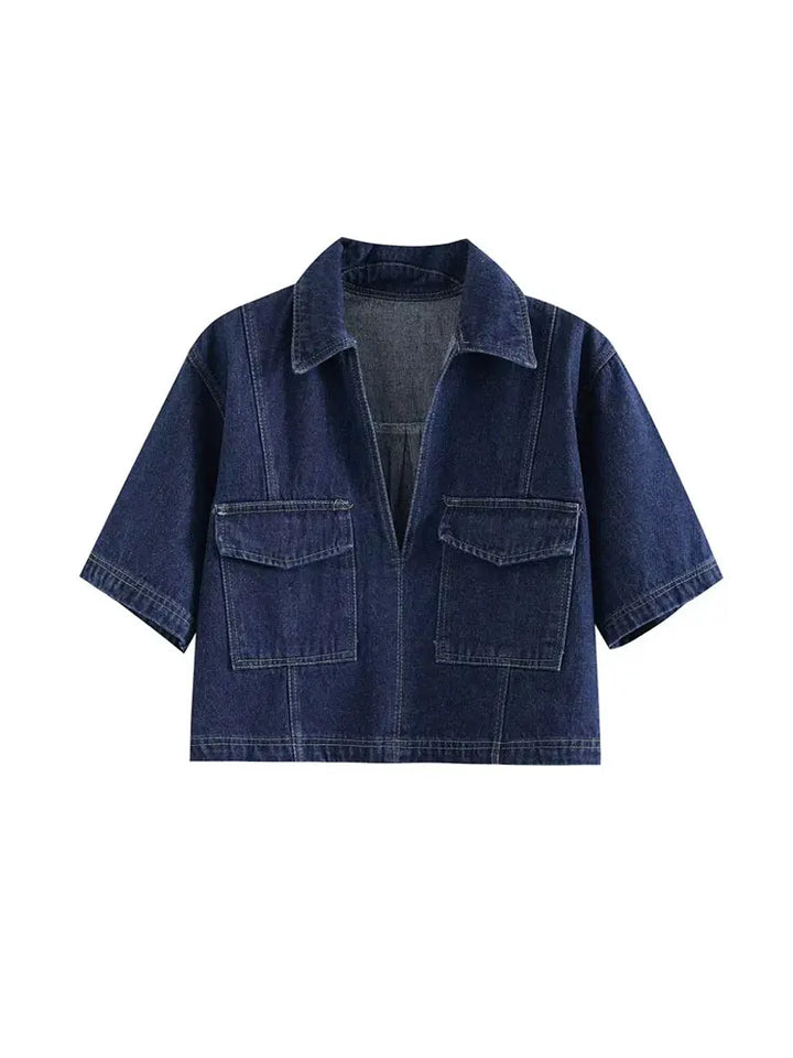 Damen-Denim-Set – Jeansjacke mit kurzen Ärmeln & asymmetrischer Minirock