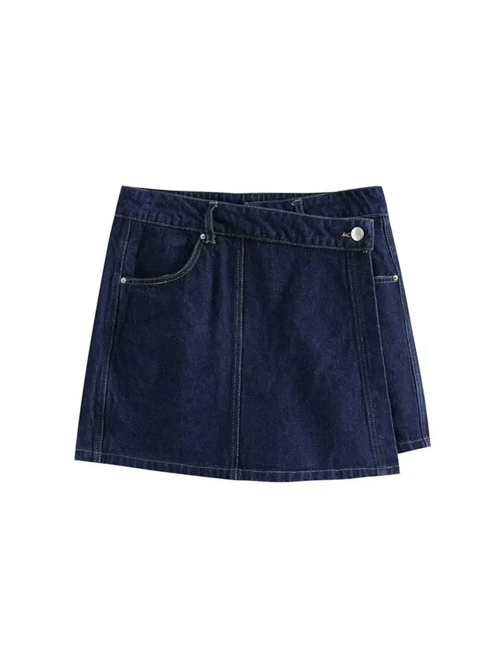 Damen-Denim-Set – Jeansjacke mit kurzen Ärmeln & asymmetrischer Minirock