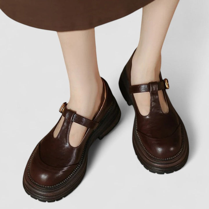 Jessica | Damen Plateau T-Riemen Casual Schuhe
