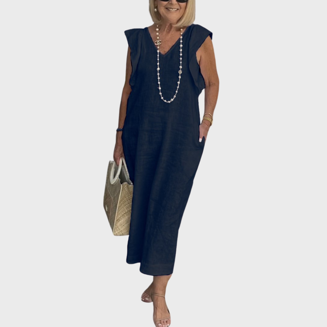 Felicity | Dames Mouwloos Zak Maxi Casual Jurk