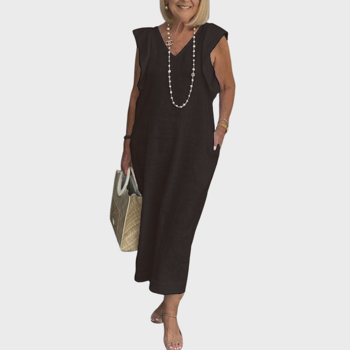 Felicity | Dames Mouwloos Zak Maxi Casual Jurk