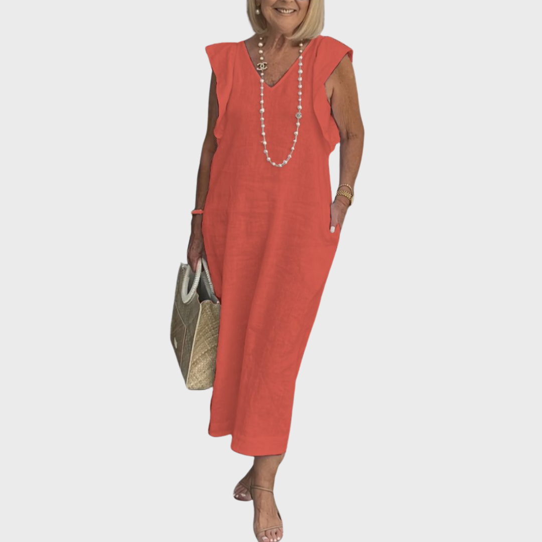 Felicity | Dames Mouwloos Zak Maxi Casual Jurk