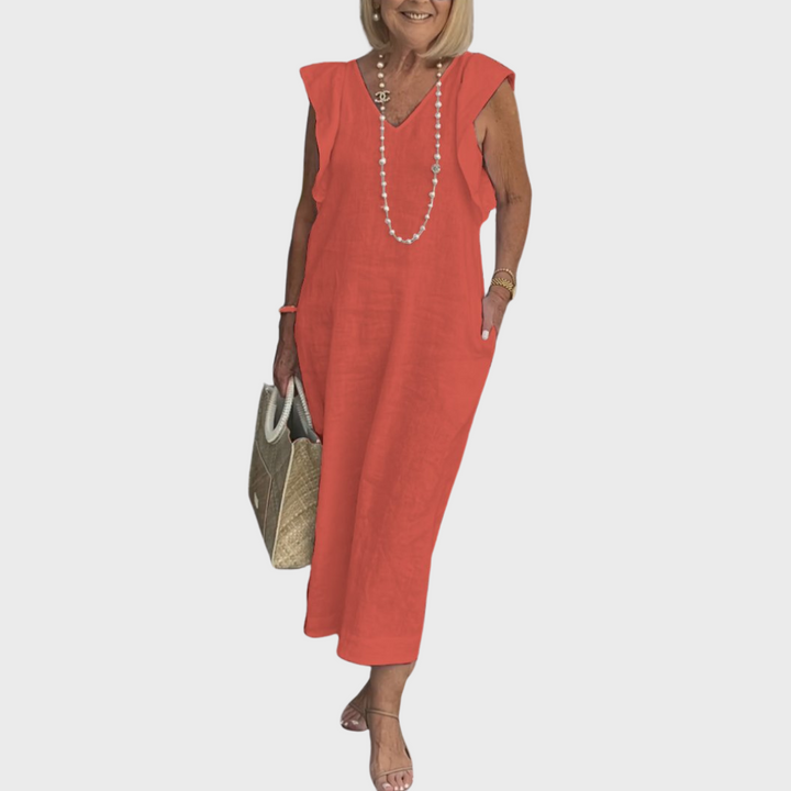 Felicity | Dames Mouwloos Zak Maxi Casual Jurk