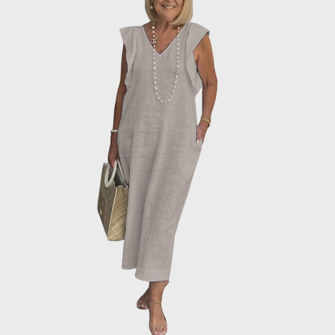 Felicity | Dames Mouwloos Zak Maxi Casual Jurk