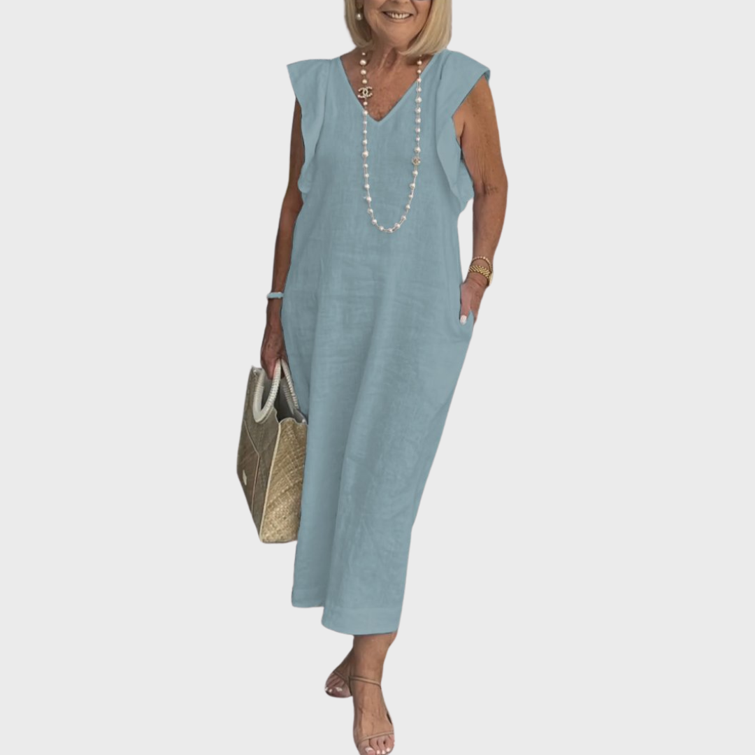 Felicity | Dames Mouwloos Zak Maxi Casual Jurk