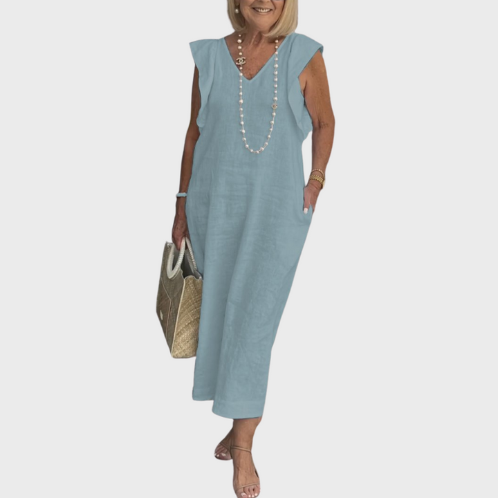 Felicity | Dames Mouwloos Zak Maxi Casual Jurk