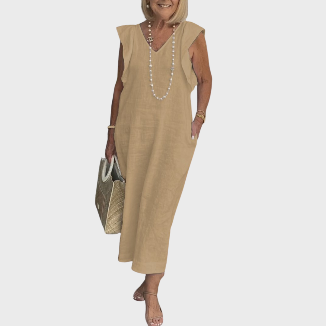 Felicity | Dames Mouwloos Zak Maxi Casual Jurk