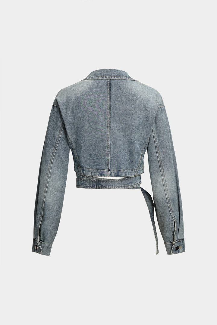 Diana | Cropped Wickeljacke aus Denim – Modern und feminin