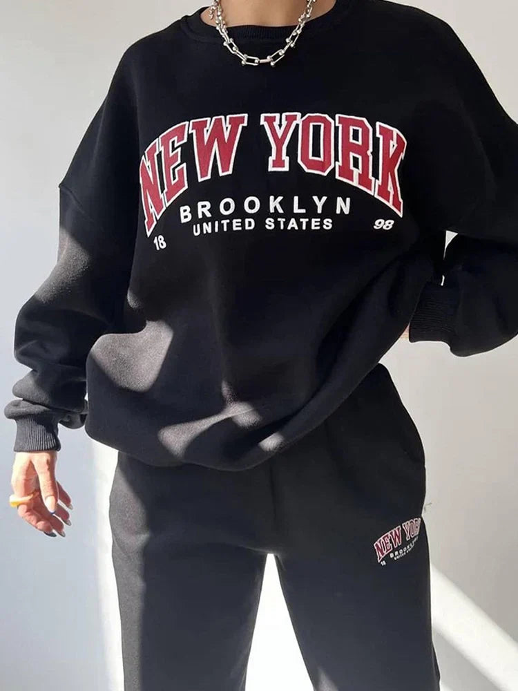 Co-ord™ Set met "New York" Print | Katoenmix | Comfortabel en Trendy
