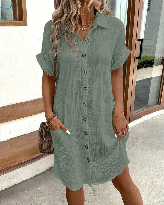 Leichtes Baumwollhemdkleid mit Knopfleiste – Lässig & sommerlich