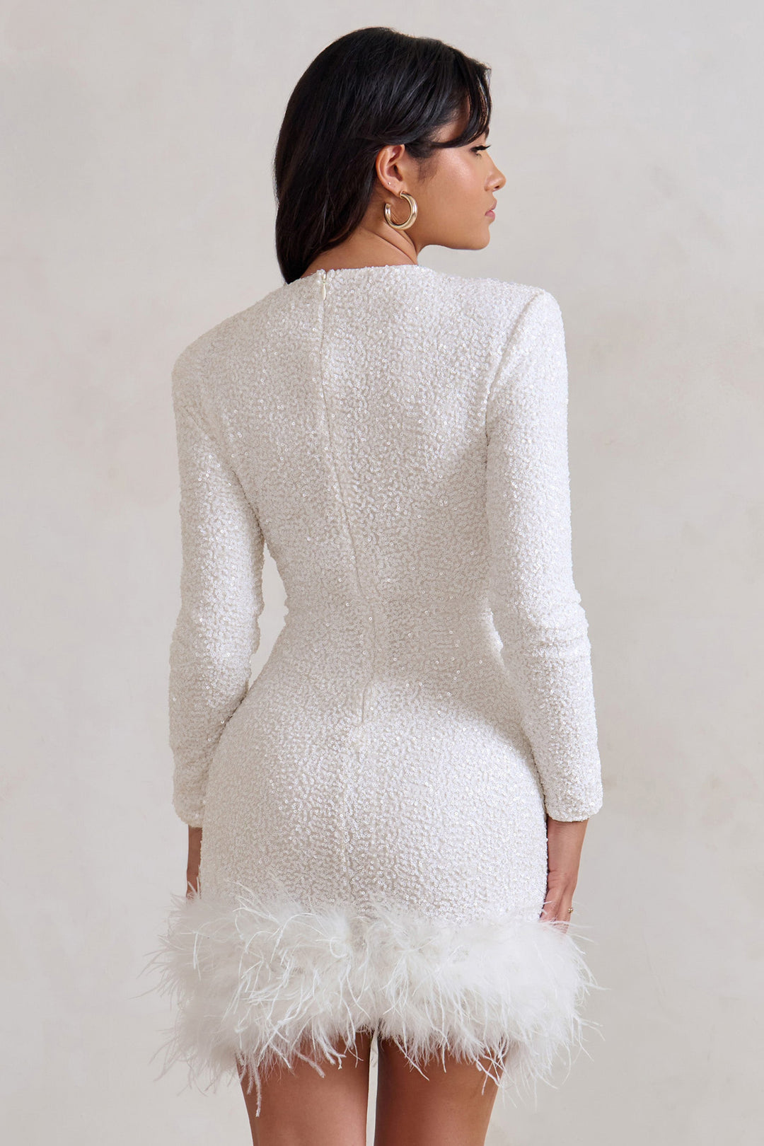 Claudia | Mini-Kleid mit Federbesatz