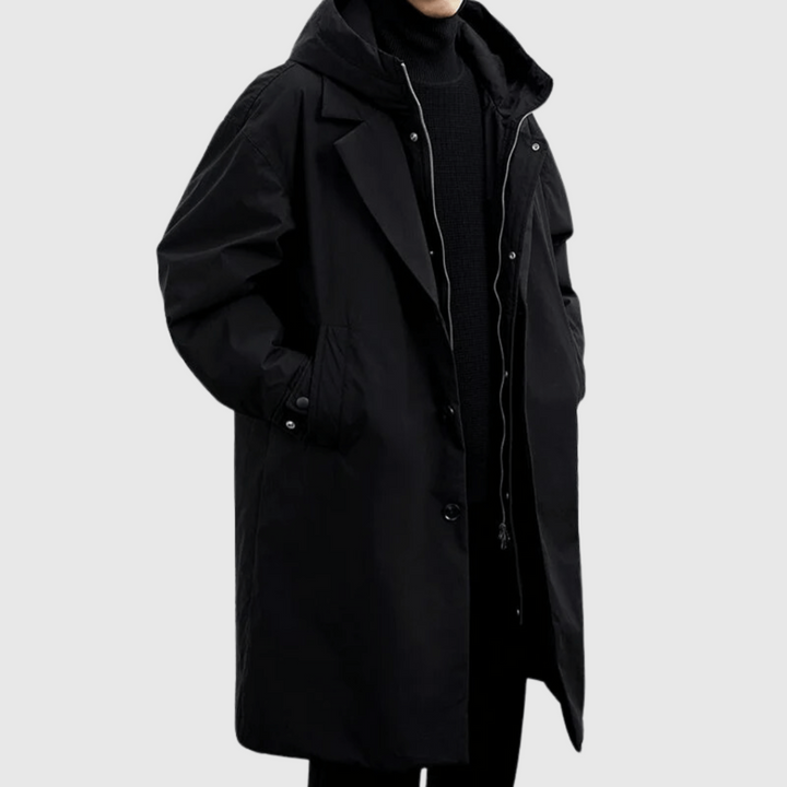 Emerson | Herren Oversized Kapuzen-Langer Trenchcoat