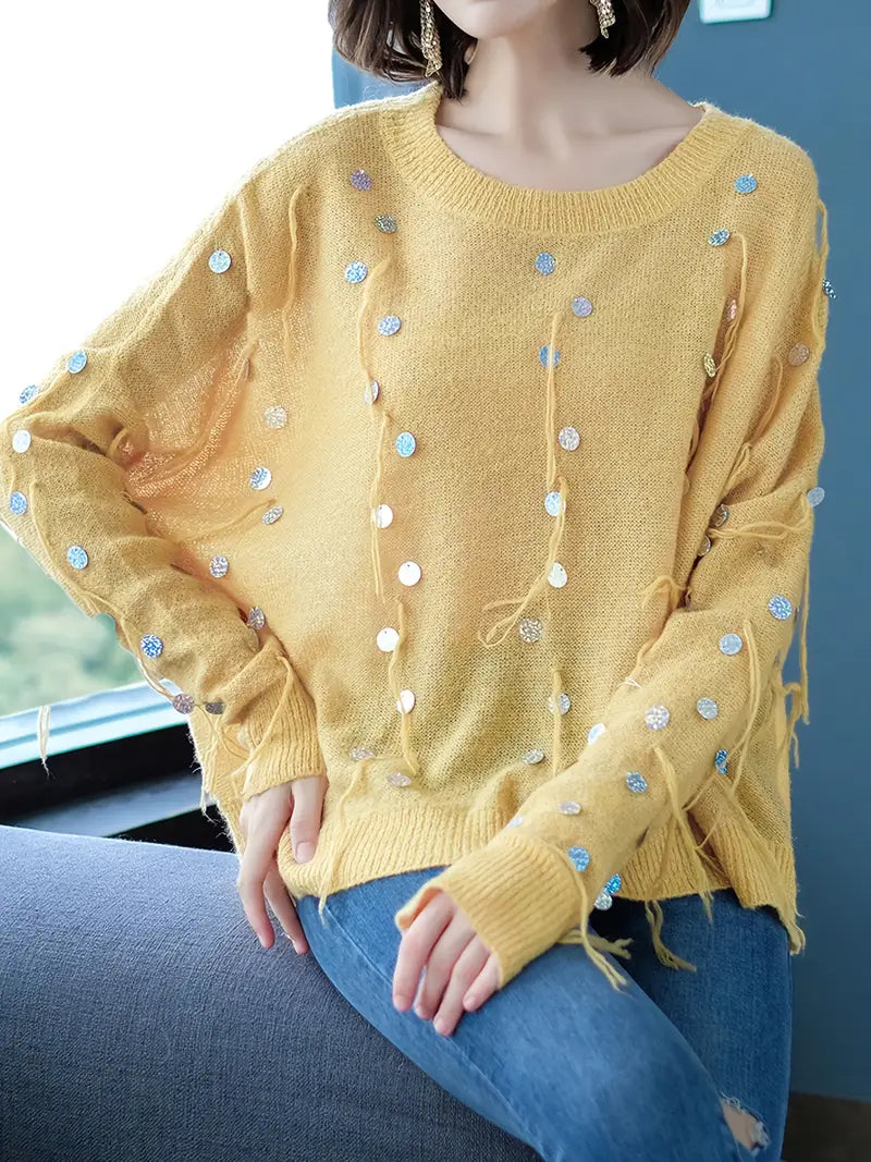 Beatrice™ Verspielter Pullover mit Metallic-Akzenten