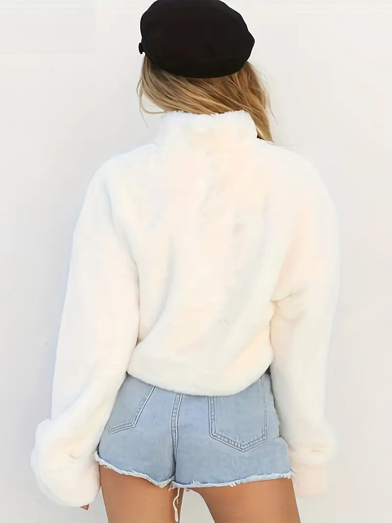 Amira™ Zachte Fluffy Trui met Hoge Kraag