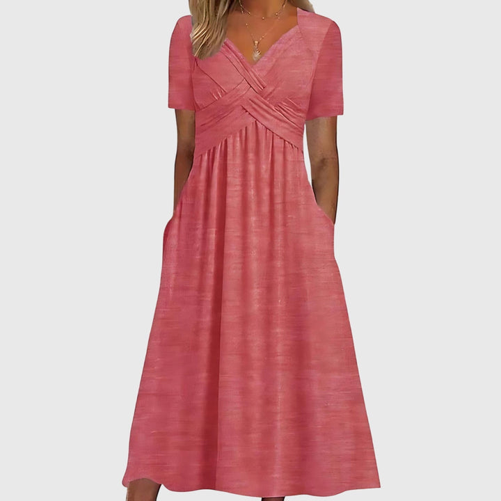 Casey | Damen V-Ausschnitt Fließendes Midi Kleid