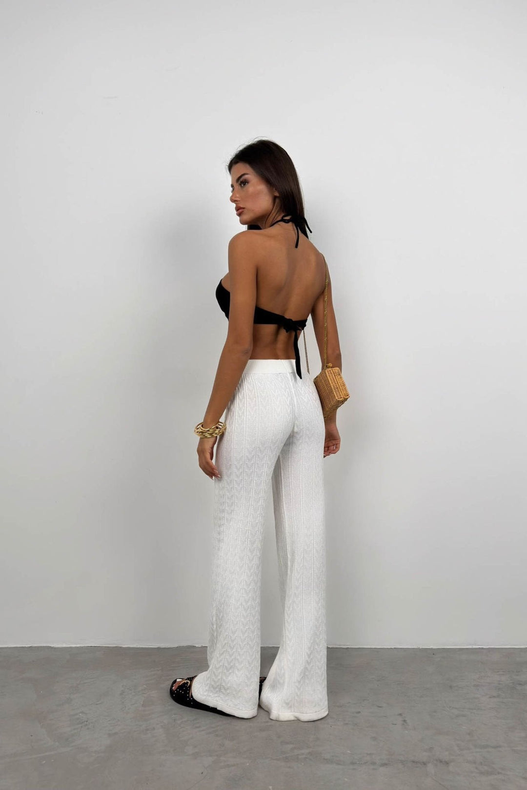 Ella | Elegante witte gehaakte broek