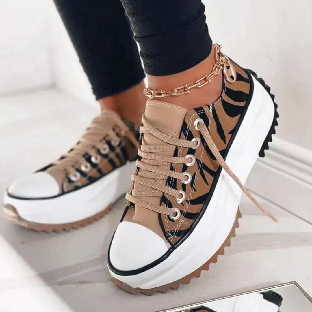 Mila | Damen Schnürplattform Lässige Sneakers