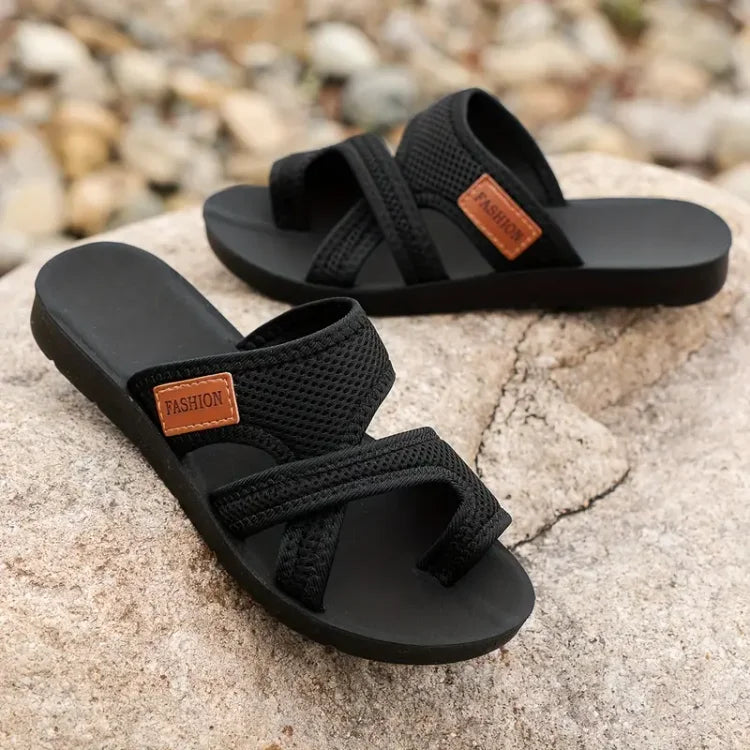 Faye | Dames Slip-On Platte Band Sandalen