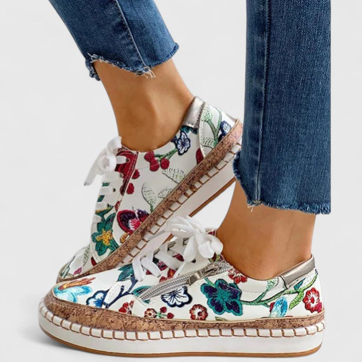 Lauren | Damen Blumen Plateau Sneakers