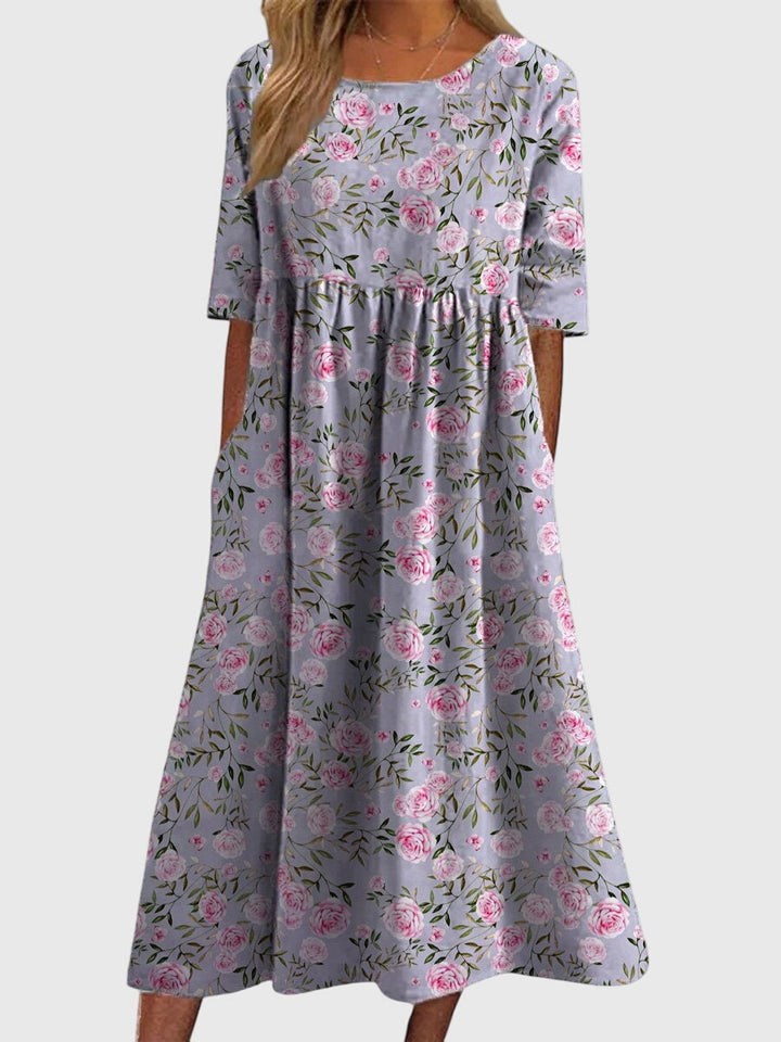 Brianna | Dames Vintage Bloemen Midi Jurk