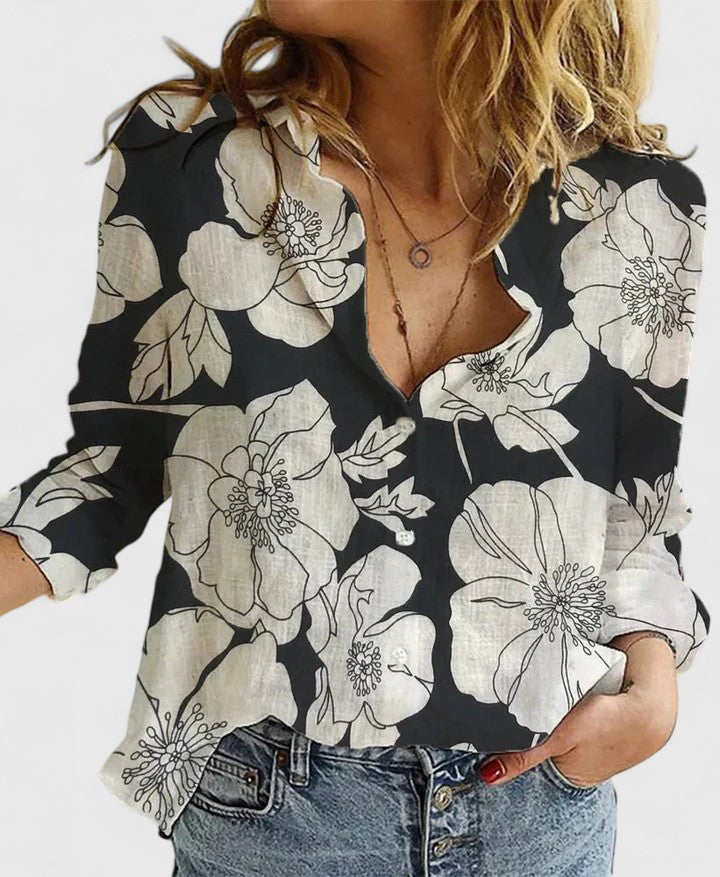 Cherish | Dames Casual Knopen V-Hals Blouse